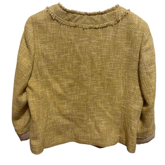 Talbots Gold Tweed Classic Jackie O Blazer Gold Buttons Petite Size 16 - Picture 6 of 12